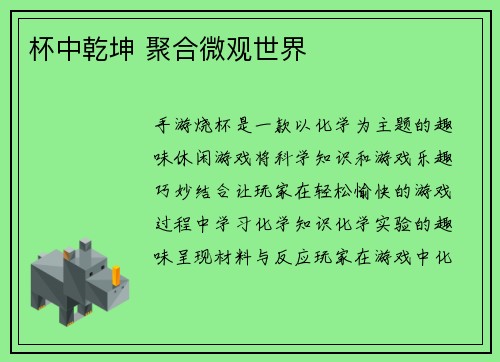 杯中乾坤 聚合微观世界